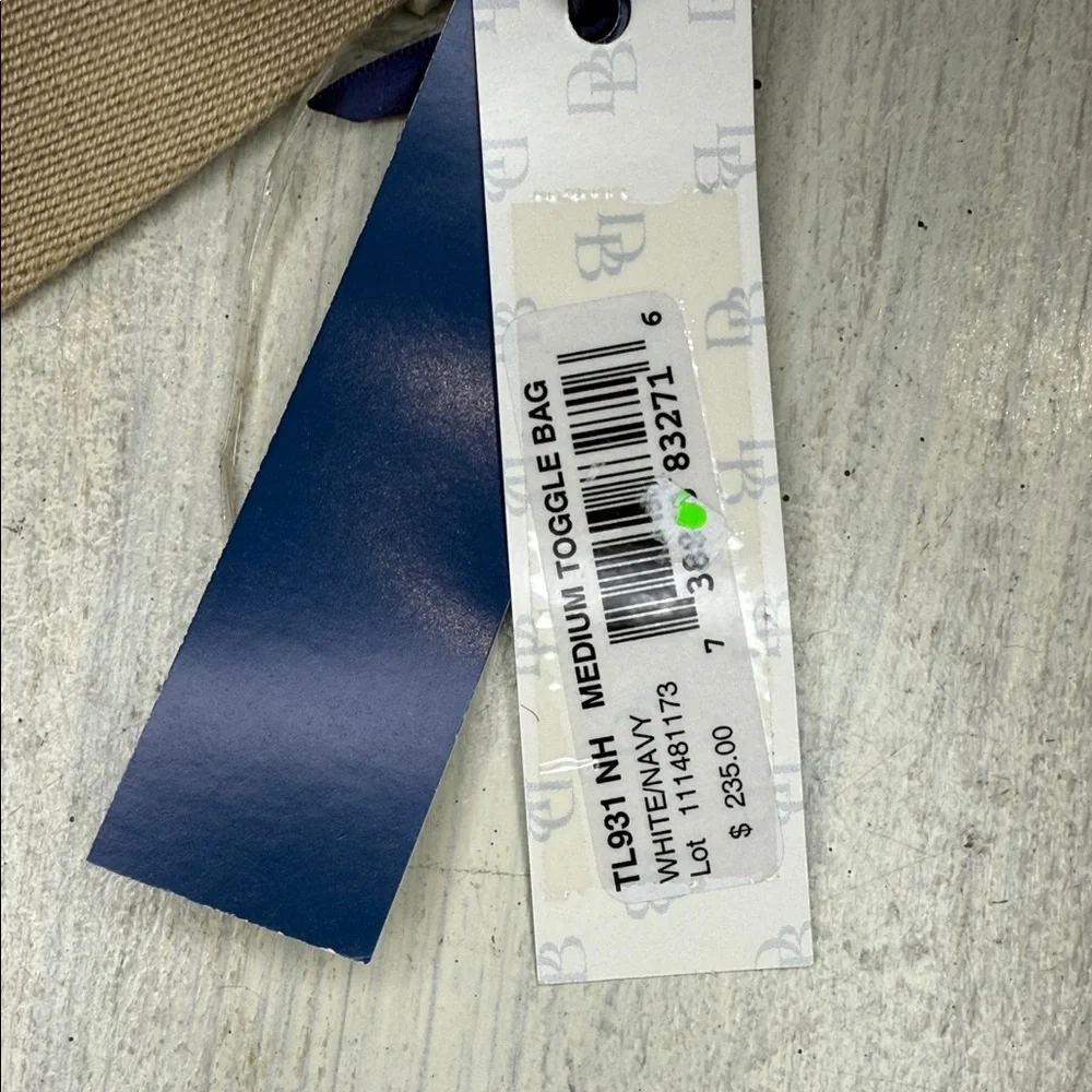 Dooney & Bourke White and Navy Medium Toggle Crossbody Bag